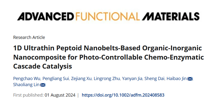 華東理工大學(xué)林紹梁、靳海寶教授團隊AFM: 基于一維超薄類肽納米帶的有機-無機納米復(fù)合材料用于光控化學(xué)-酶級聯(lián)催化